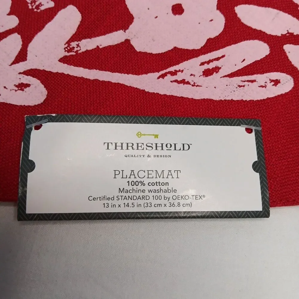 Threshold by Target Heart Shaped Placemats Floral Design Red Pink Valentines Day